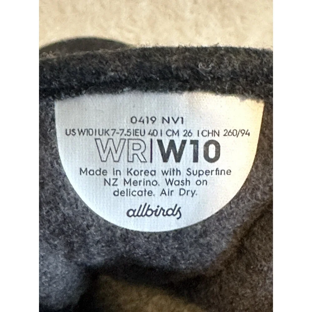 Allbirds‎ Shoes Womens 10 Charcoal WR Wool Runners Sneakers Athletic Comfortable